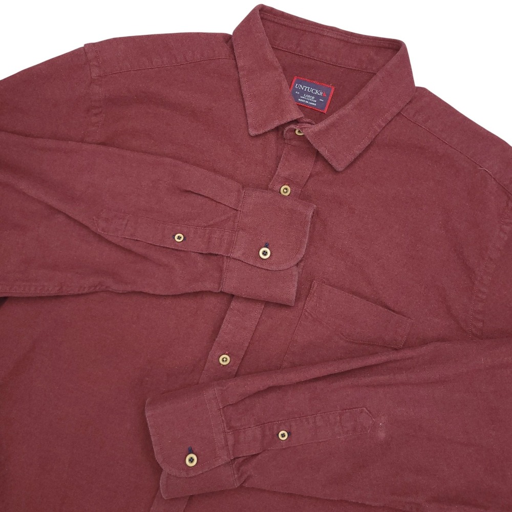 UNTUCKit Shirt‎ Mens Large Red Banfi Button Front Cotton Long Sleeve Casual